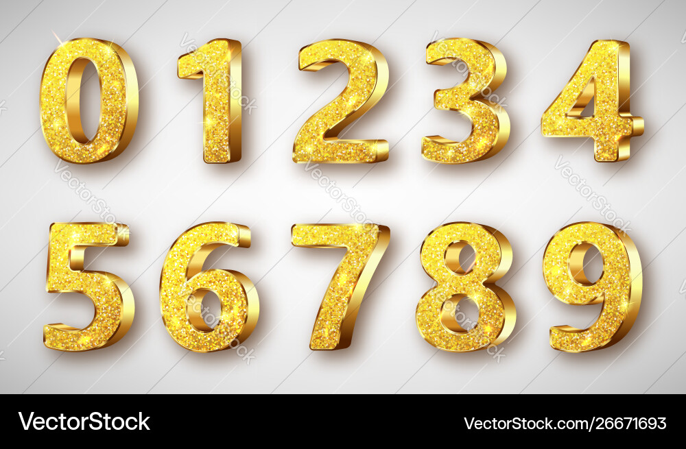 Metallic Number Set mit Sparkles Vektorbild
