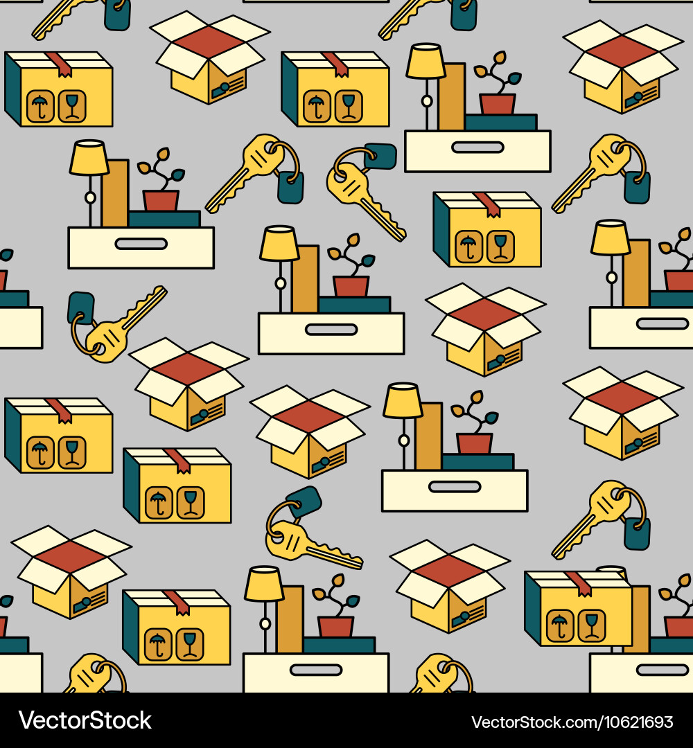 Office and moving seamless pattern vector image