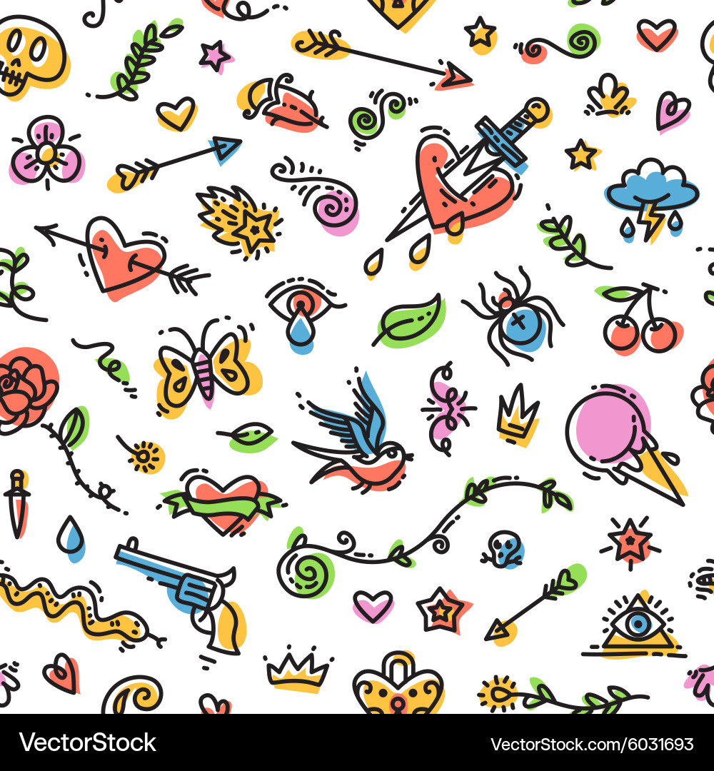 Old School Tattoo Pattern Vector Image