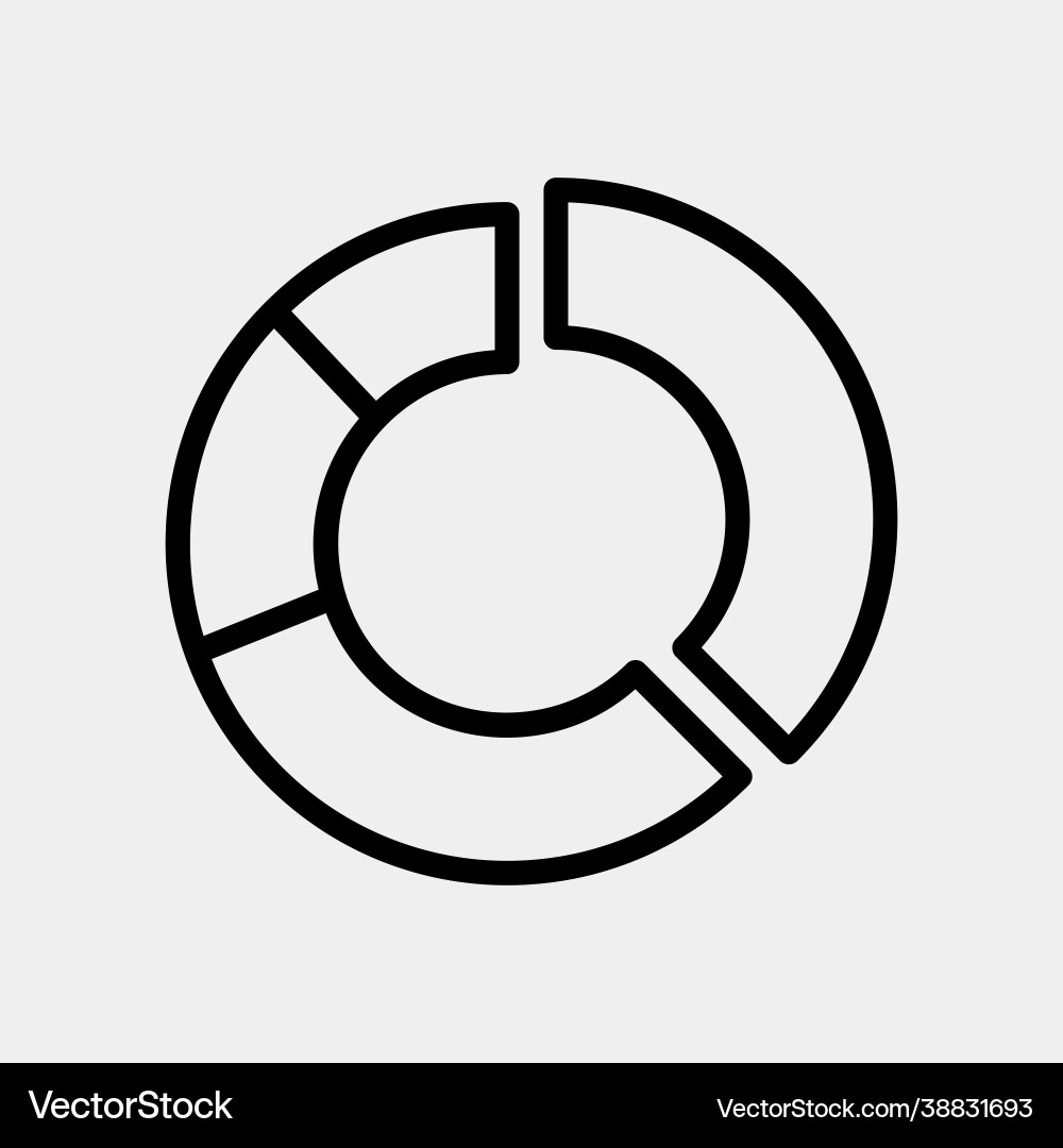 Pie chart icon in line style for any projects Pie chart icon in line style for any projects vector image