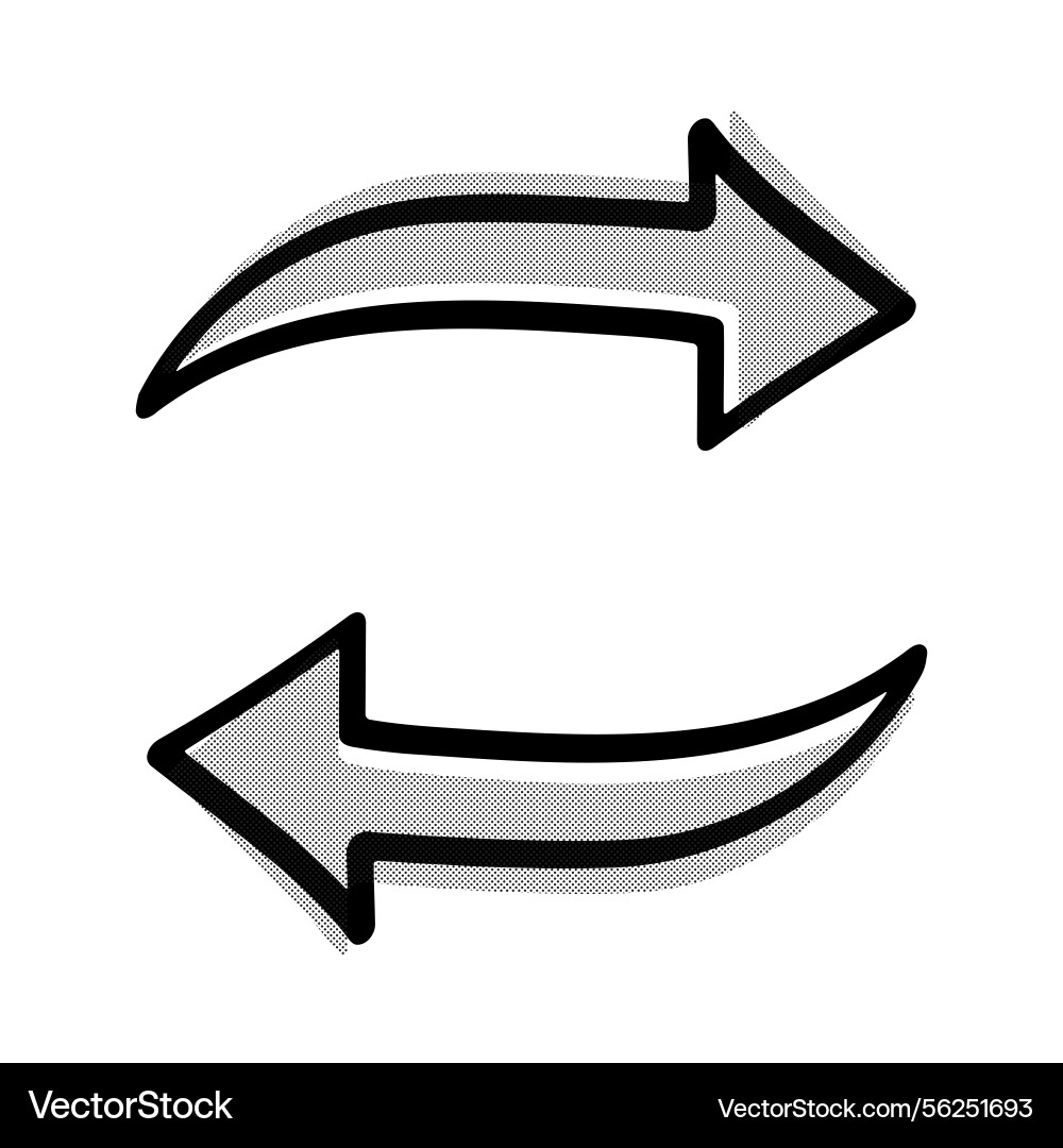 Replace arrow outline icon with halftone shadow Replace arrow outline icon with halftone shadow vector image