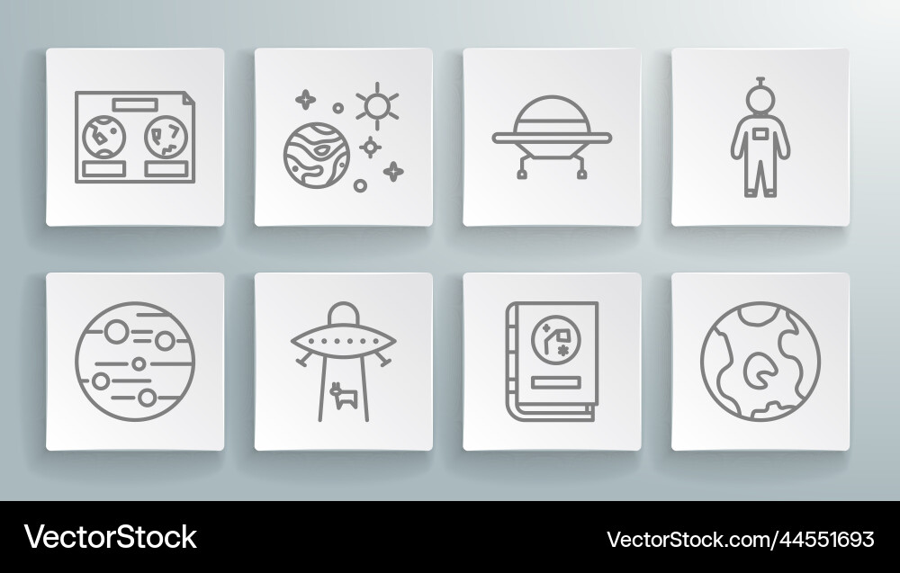 Set line planet mars space and book Set line planet mars space and book Vector Image