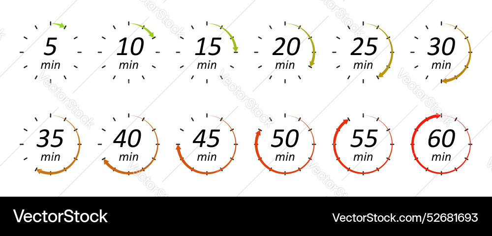 Set of chronometer counters with pointing arrows Vector Image