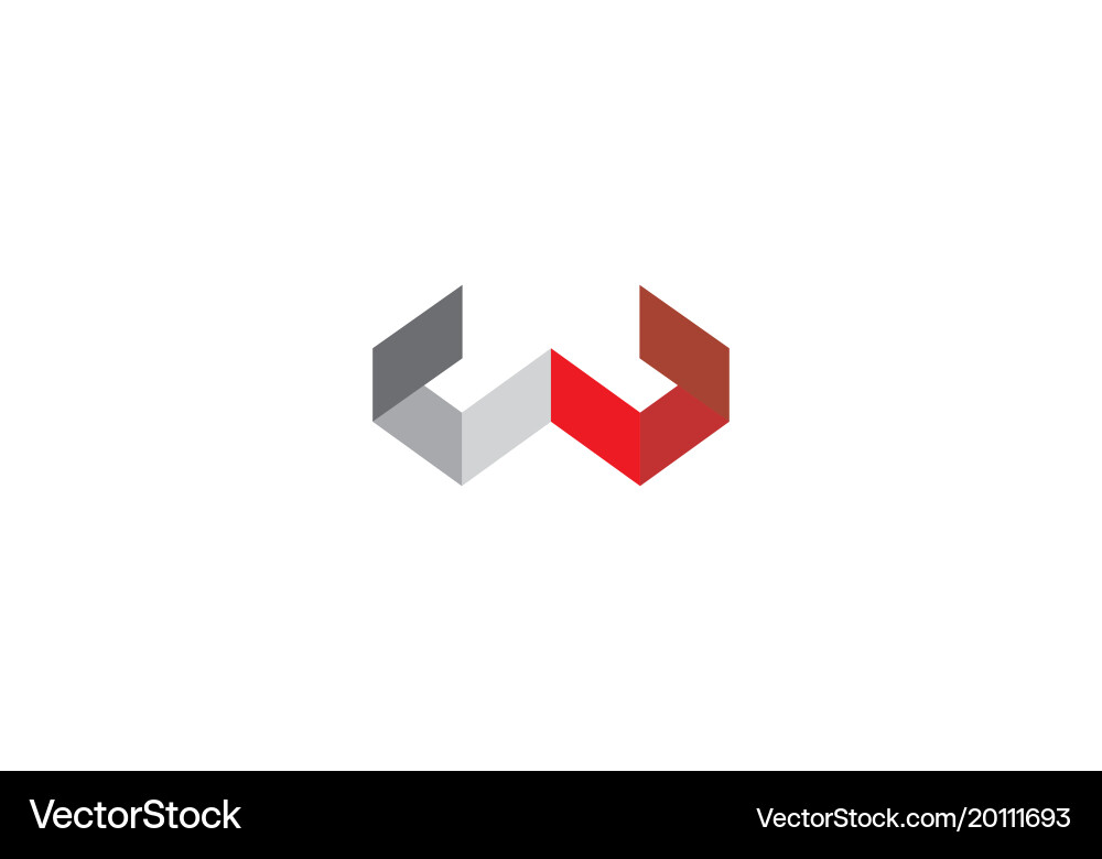 Shape letter w business company logo Royalty Free Vector