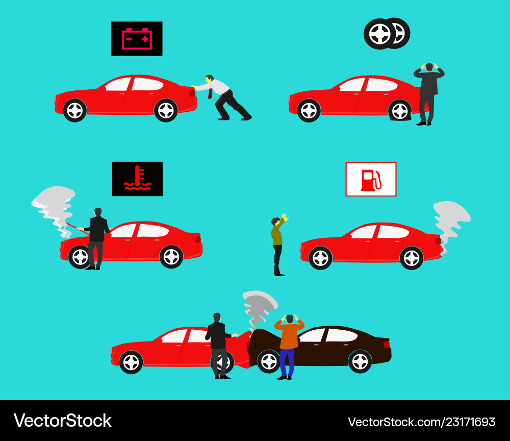 Show event of the red car failure Vector Image