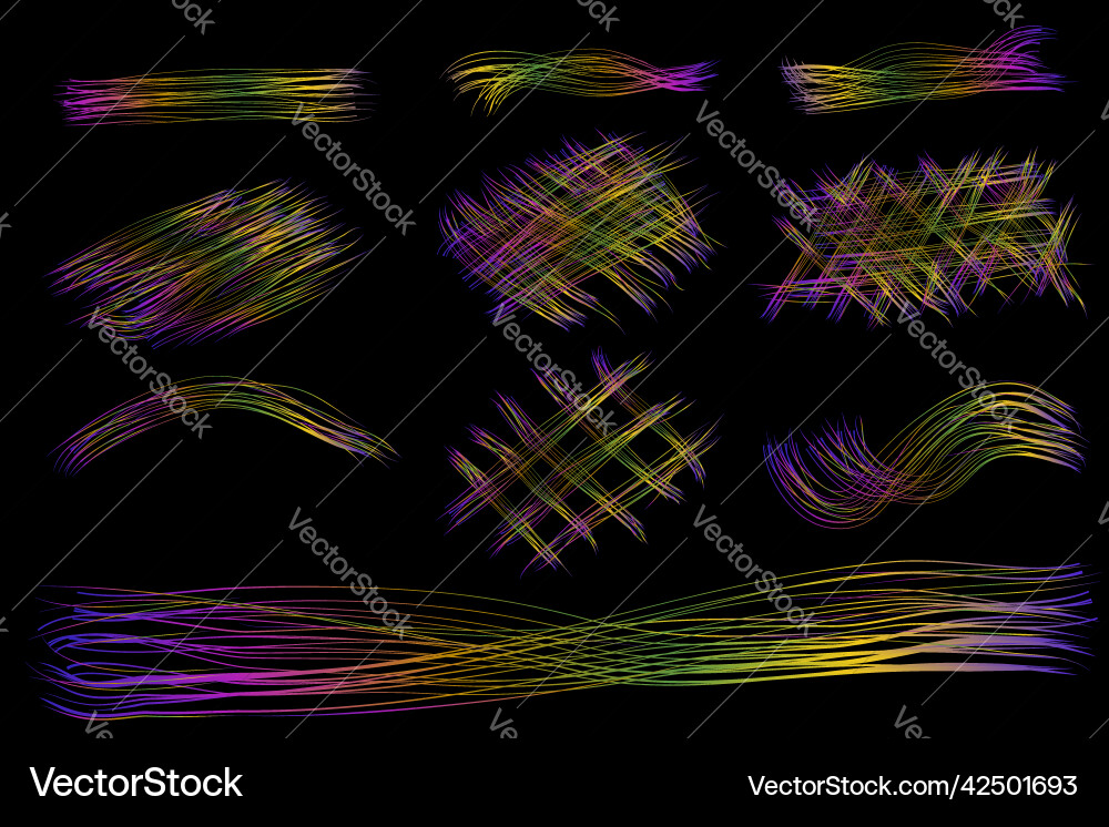 Simple set 10 multiple colorful line scribble Vector Image