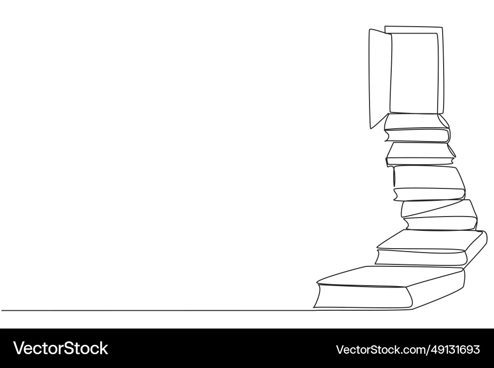 Single continuous line drawing stack the books Single continuous line drawing stack the books vector image