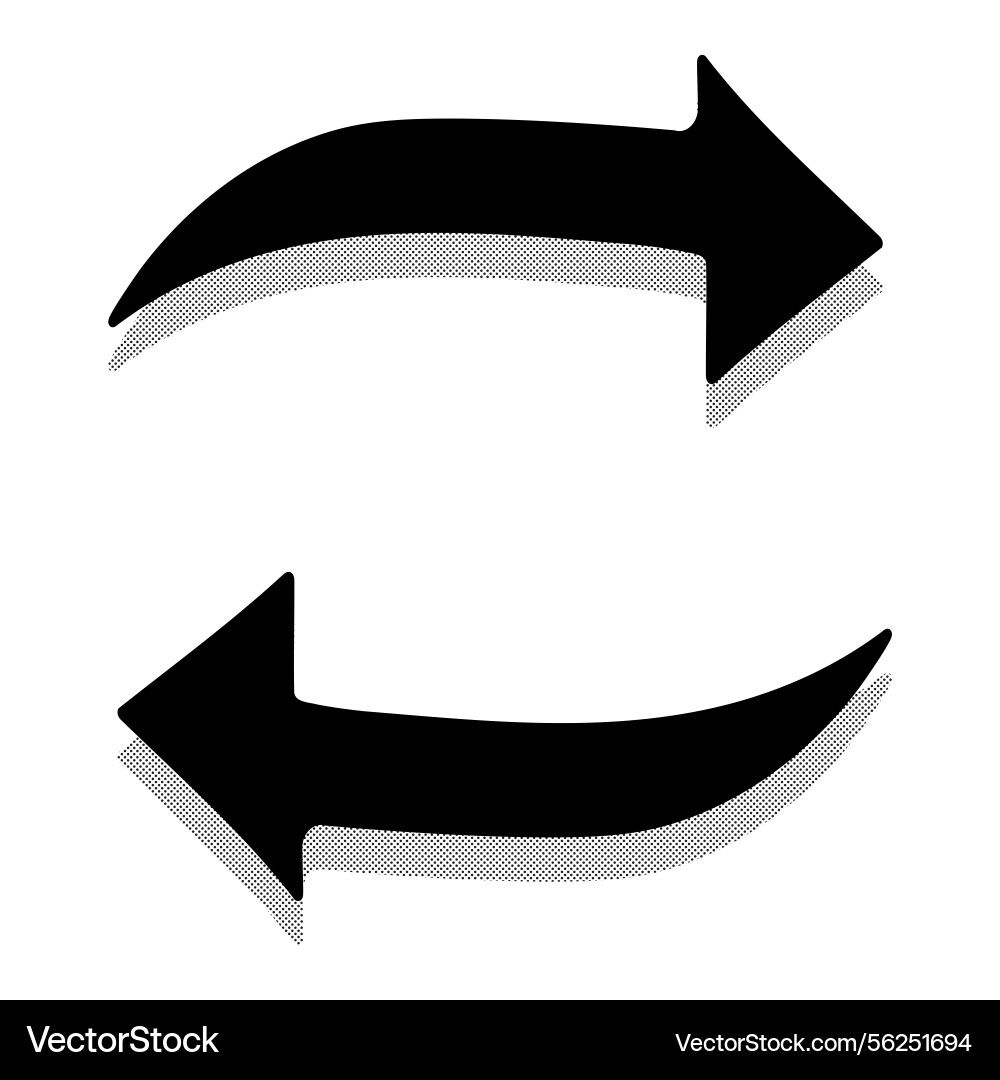 Black replace arrow icon with halftone shadow Black replace arrow icon with halftone shadow vector image