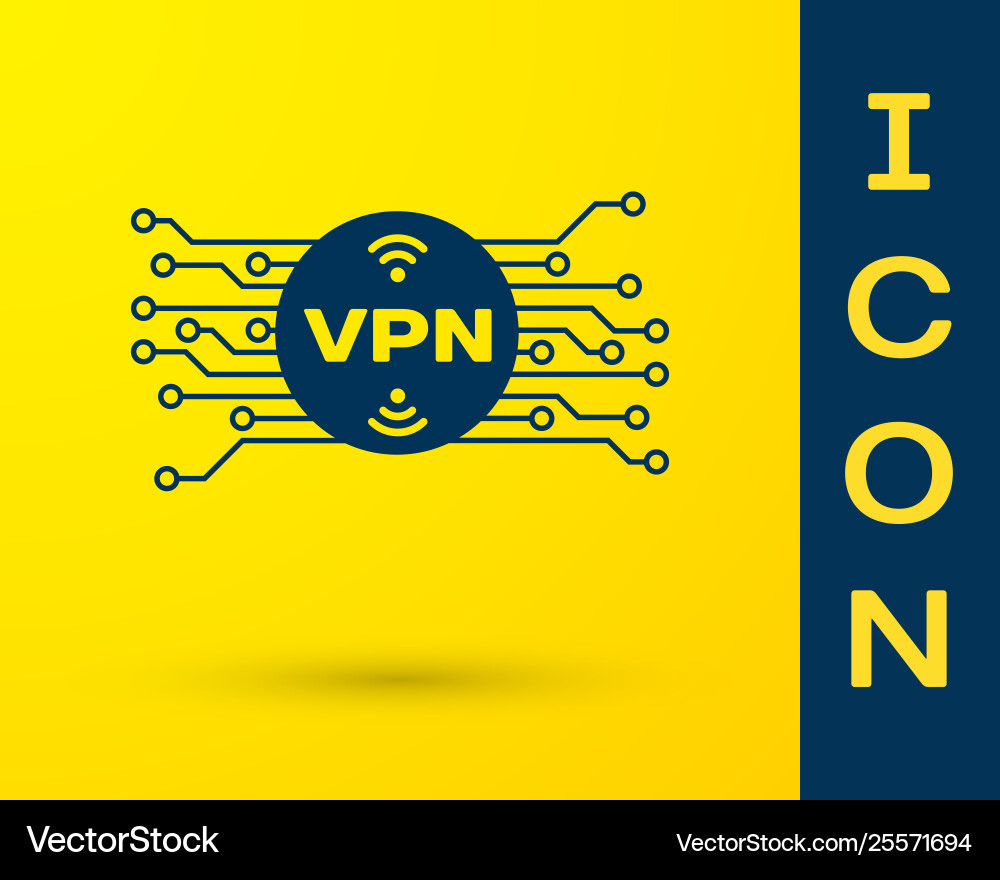 Blue vpn in circle with microchip circuit icon Vector Image