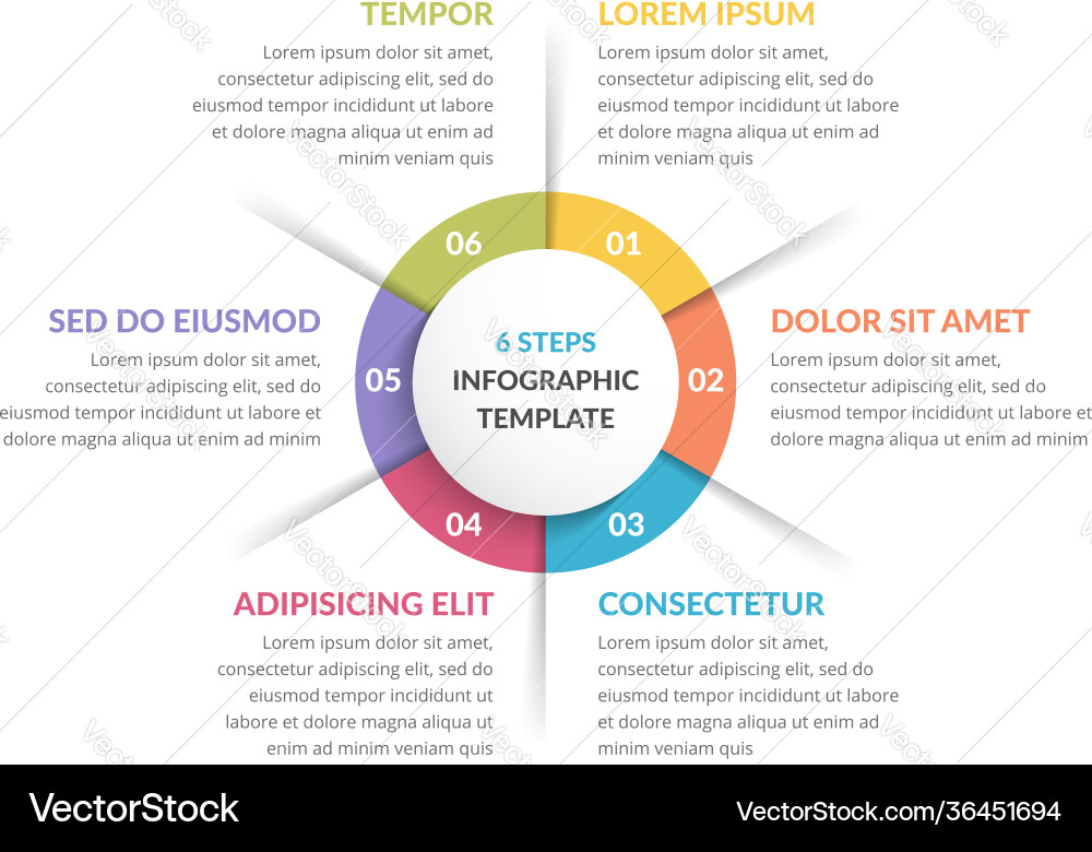 Circle infographics - six elements Circle infographics - six elements vector image