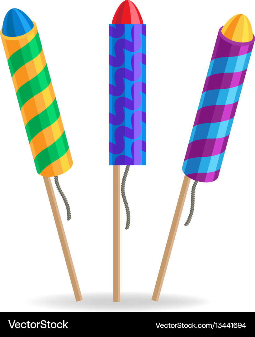 Colourful exploding rockets isolated on white Colourful exploding rockets isolated on white vector image