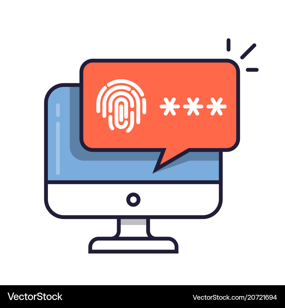 Desktop computer with unlocked via fingerprint Desktop computer with unlocked via fingerprint vector image