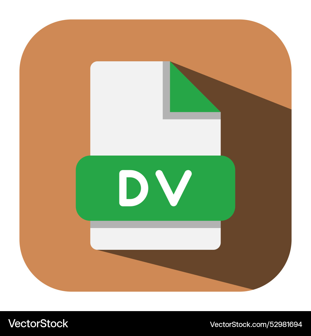 Dv file type flat icon designed for seamless vector image