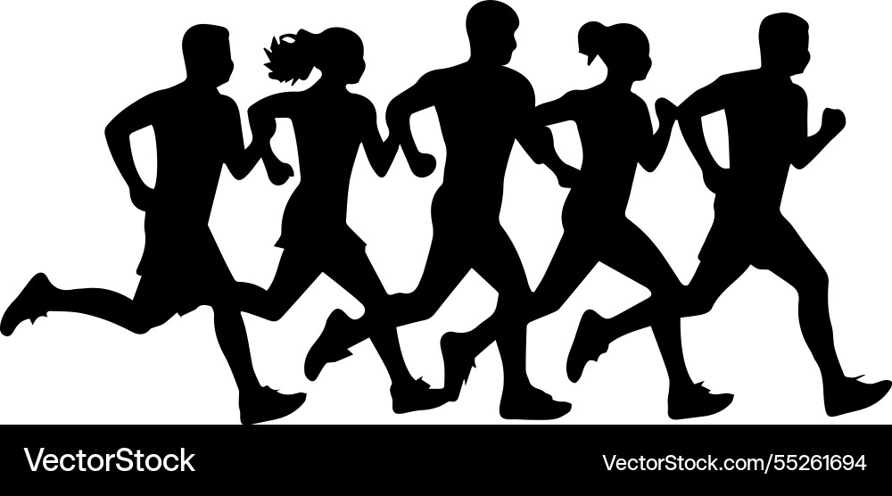 Dynamic running silhouette group Vector Image