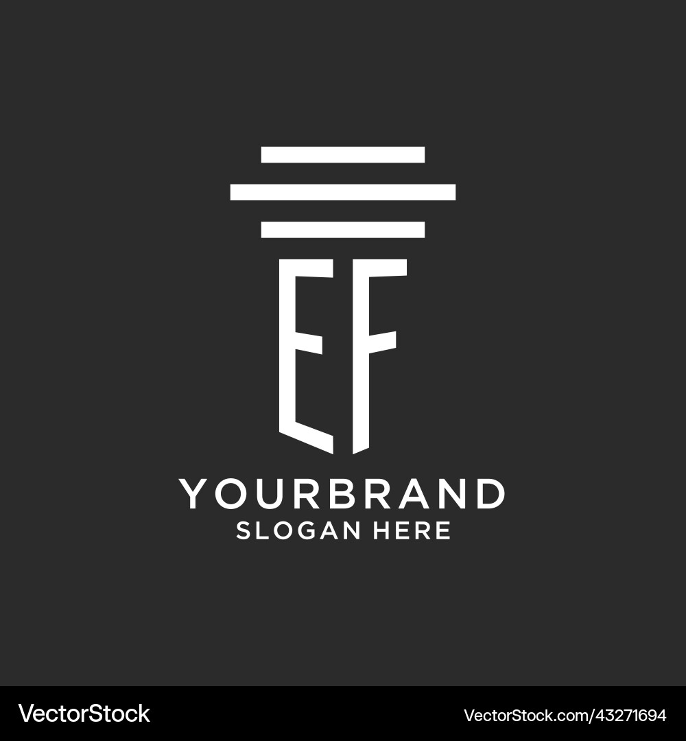 Ef initials with simple pillar logo design Vector Image