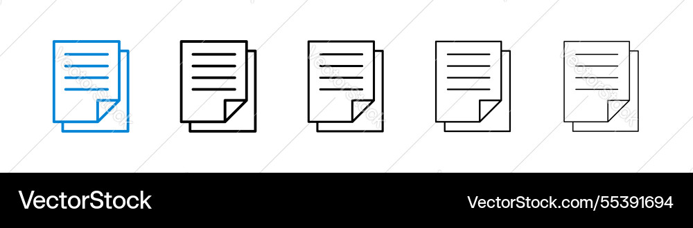 File icons in five different stroke sizes File icons in five different stroke sizes vector image