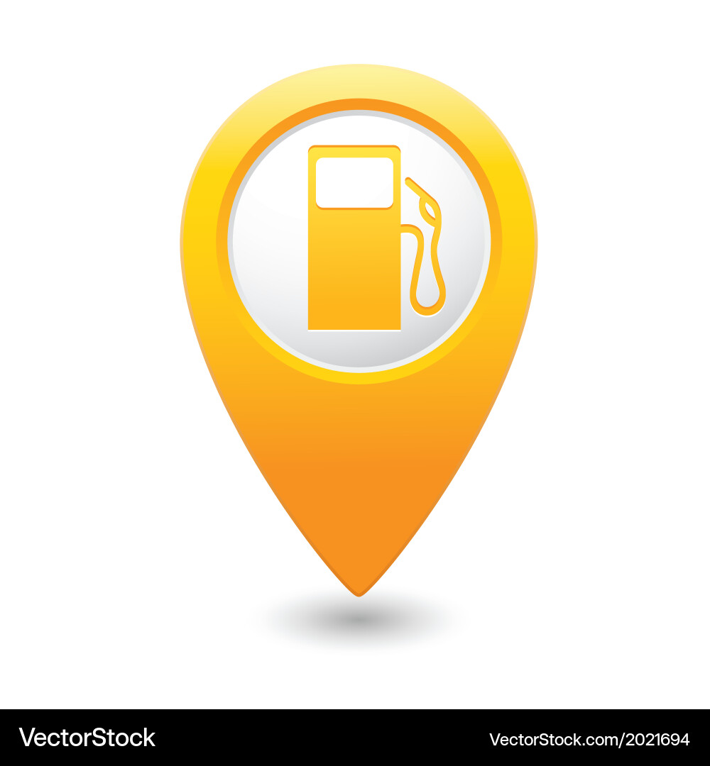 Gas station map pointer yellow vector image