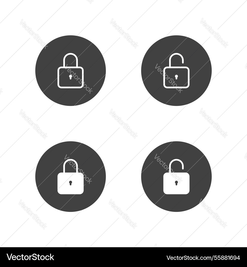 Lock icon set padlock open and close Lock icon set padlock open and close vector image