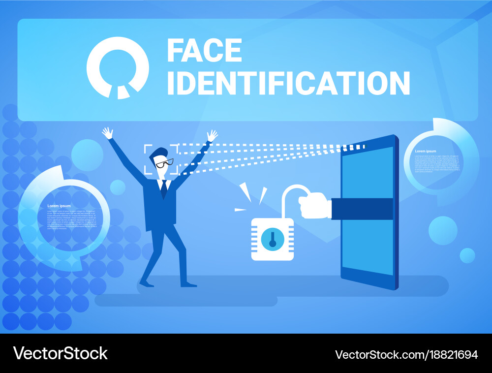 Man getting access after face identification vector image