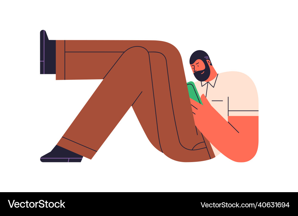 Man Relaxing with Smartphone vector image