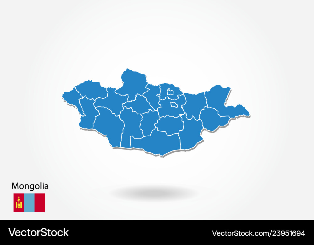 Mongolia map design with 3d style blue Mongolia map design with 3d style blue vector image