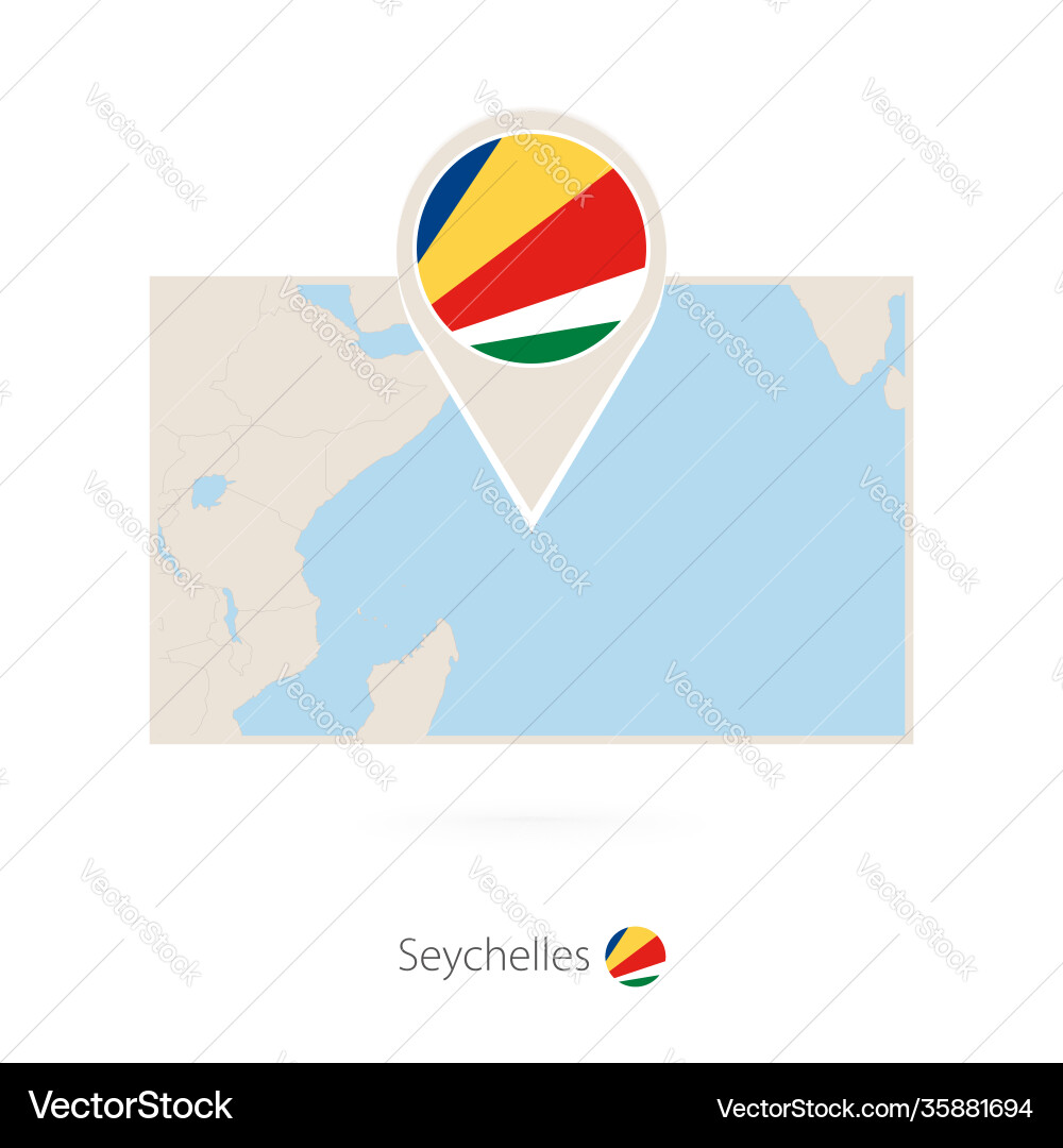 Rectangular map seychelles with pin icon Rectangular map seychelles with pin icon vector image
