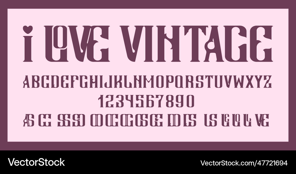 Retro Ligature Font - Vintage Style Vector Image