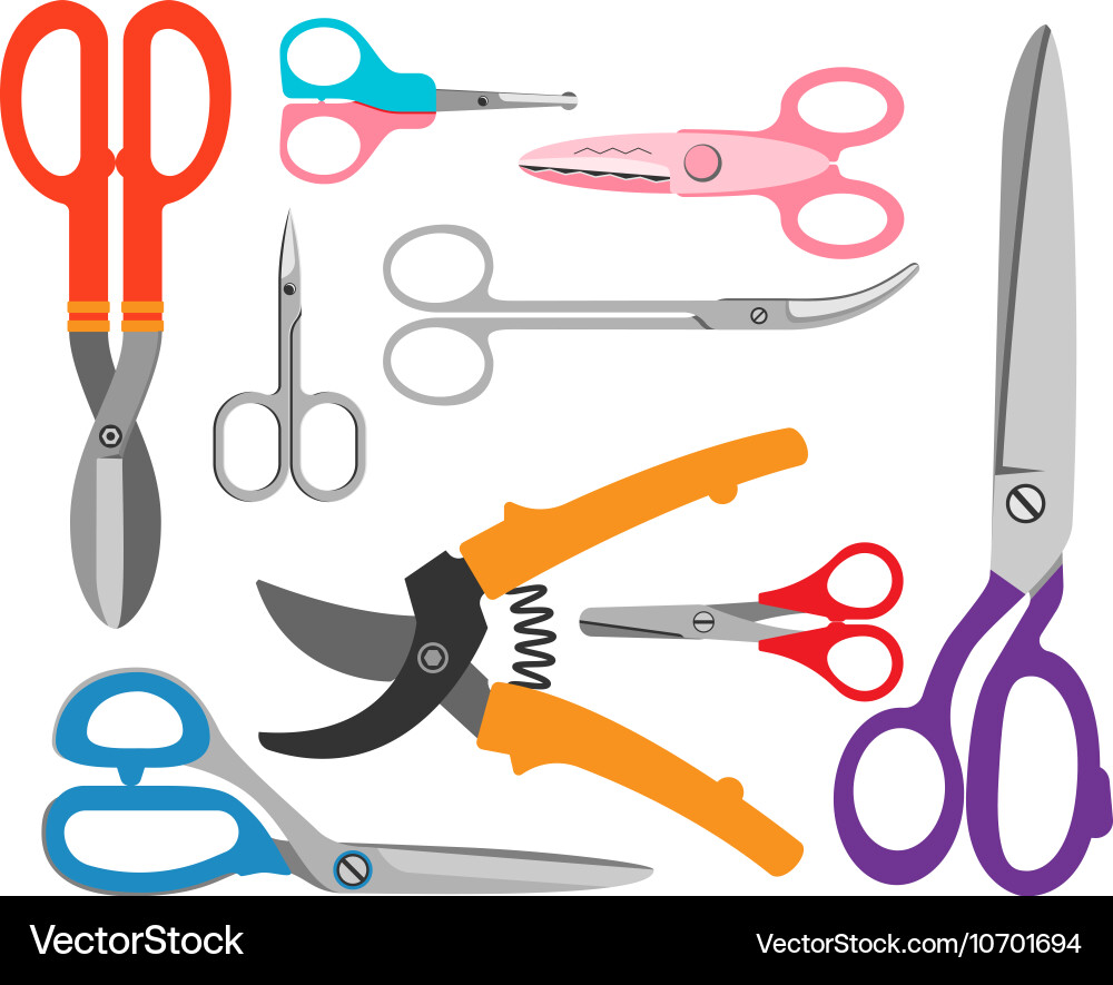 Scissors icons set vector image