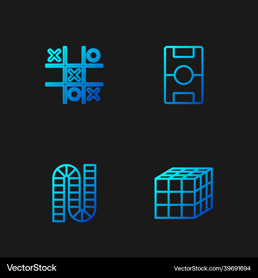 Set line rubik cube board game tic tac toe Set line rubik cube board game tic tac toe vector image