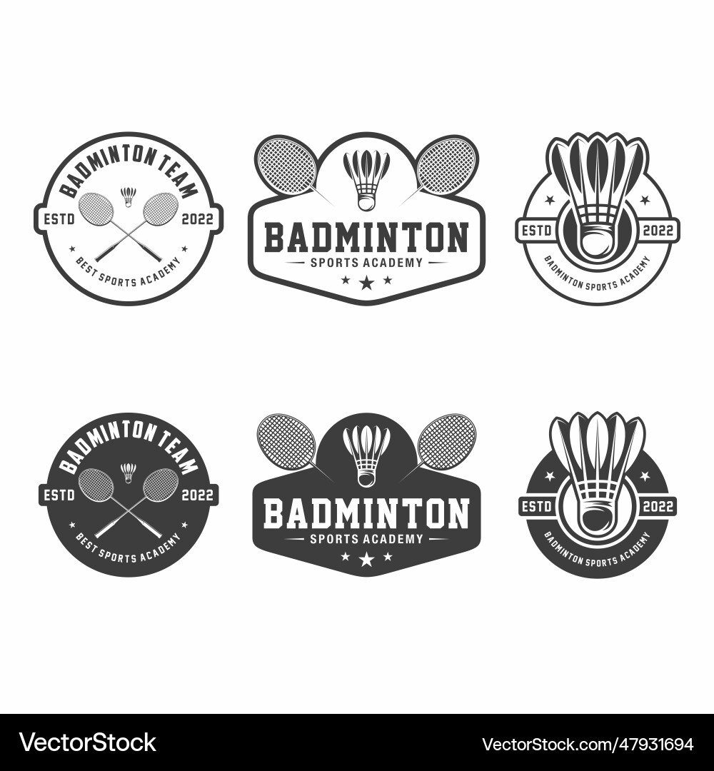 Set of badminton emblems logo badges labels Vector Image