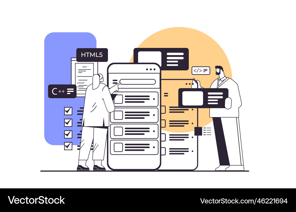 Web-Entwickler Paar erstellen Programmcode Web-Entwickler Paar erstellen Programmcode vektorbild