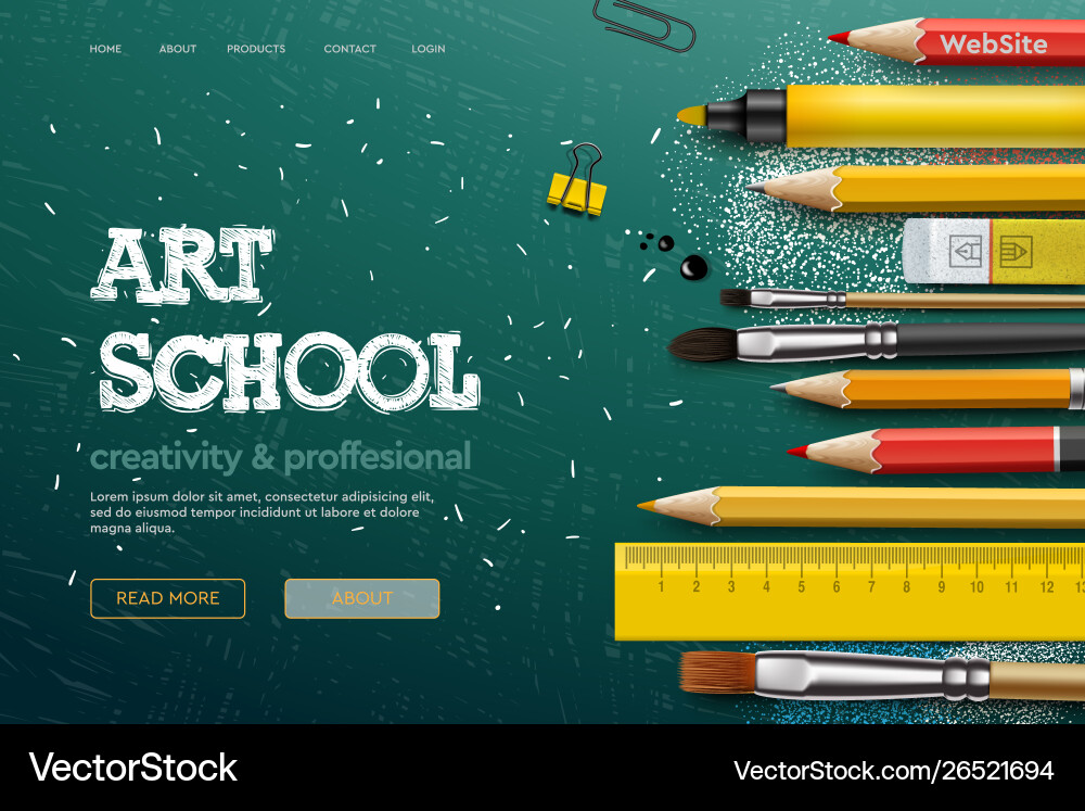 Web page design template for art school studio Vector Image