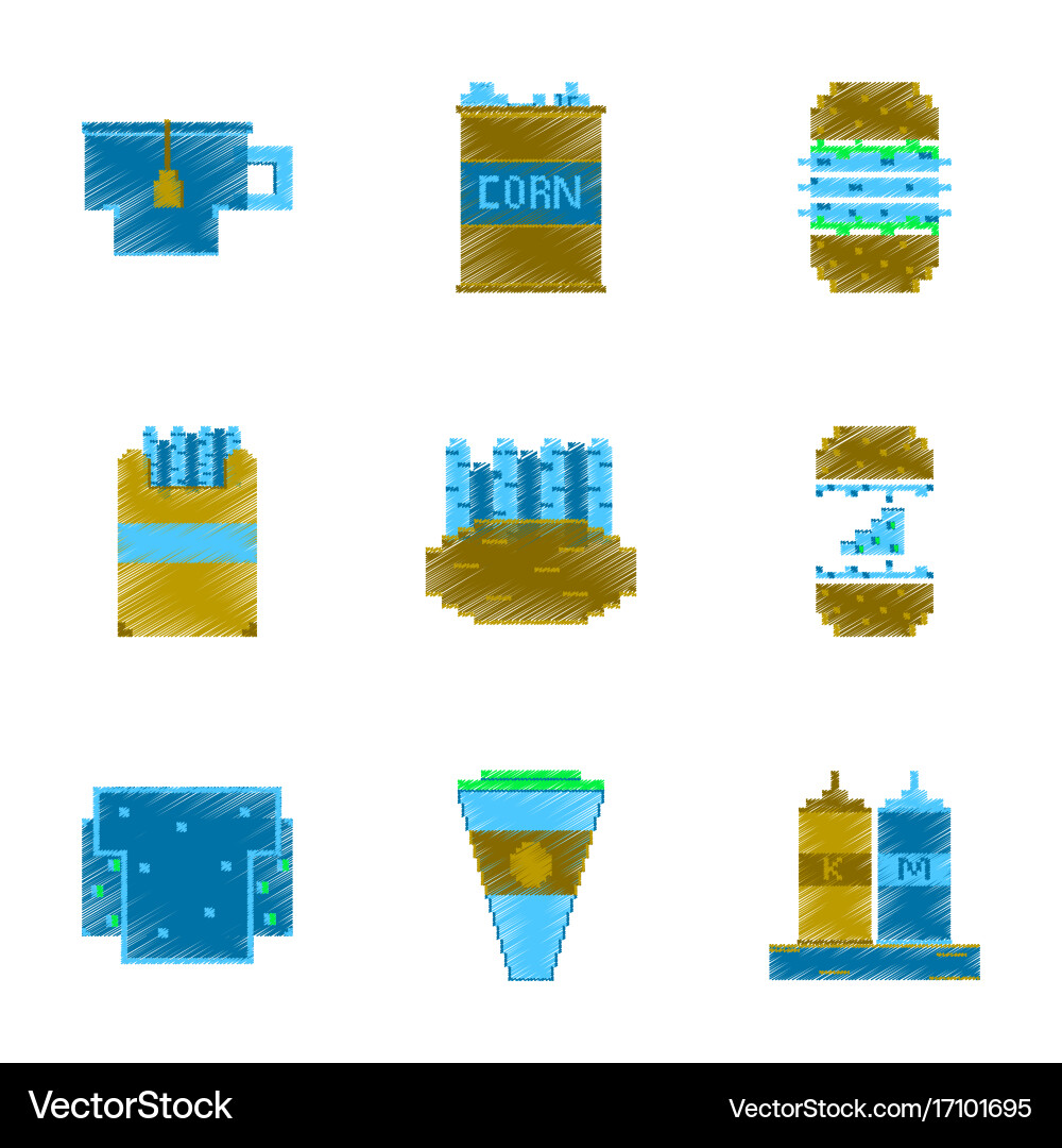 Assembly of flat shading style pixel icon fast Vector Image