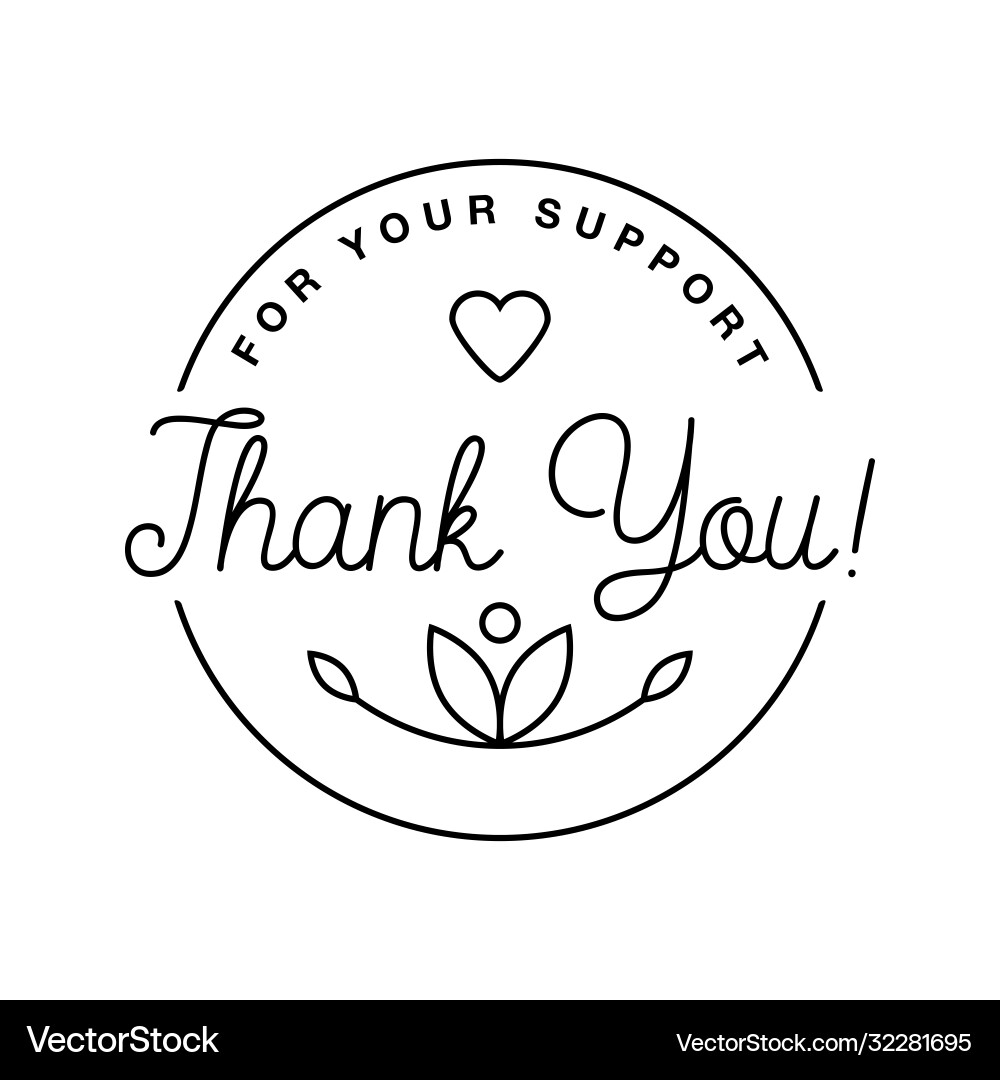 Badge with thank you graphics and design elements Vector Image