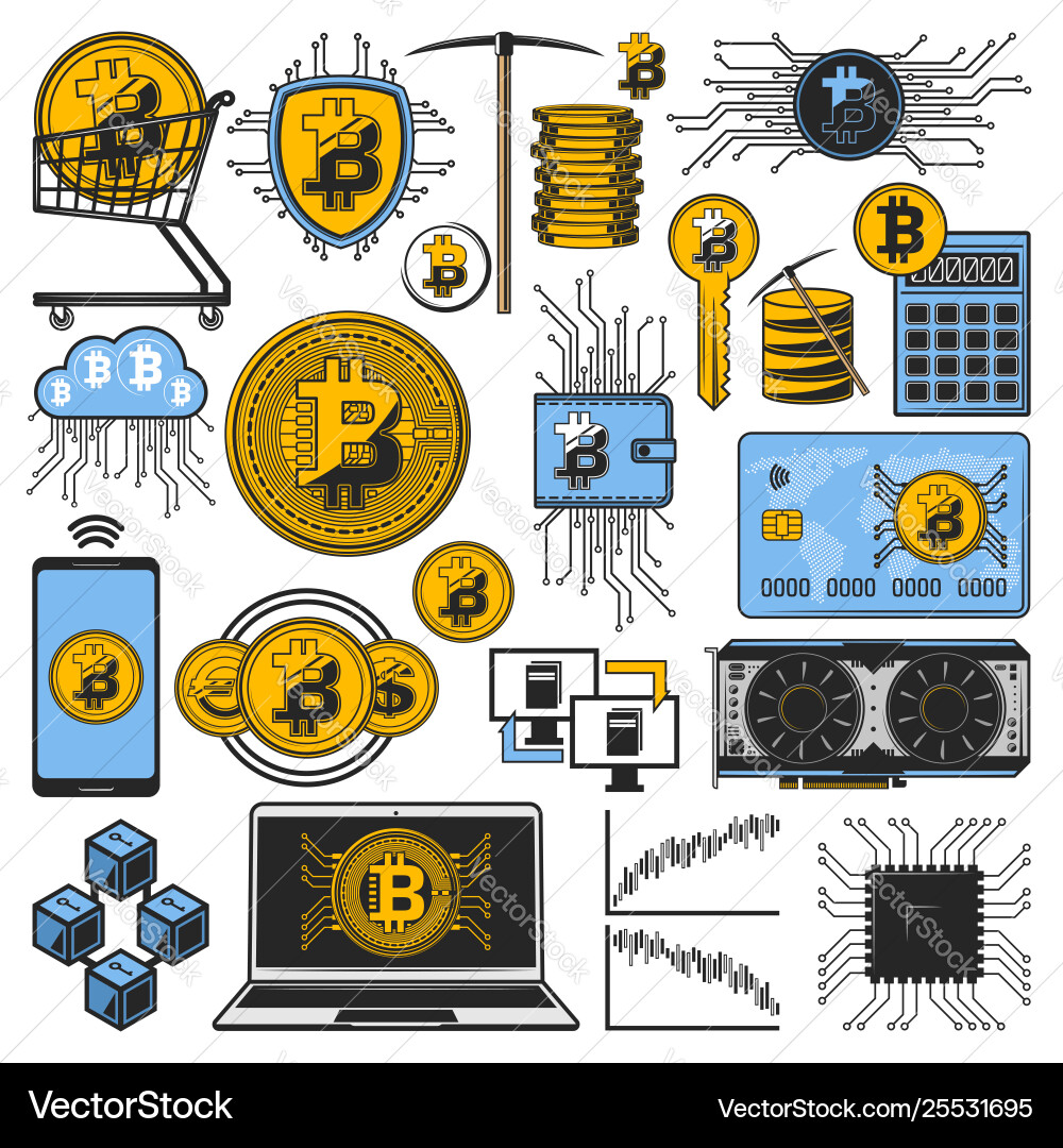 Bitcoin Blockchain Kryptowährung Vektorbild