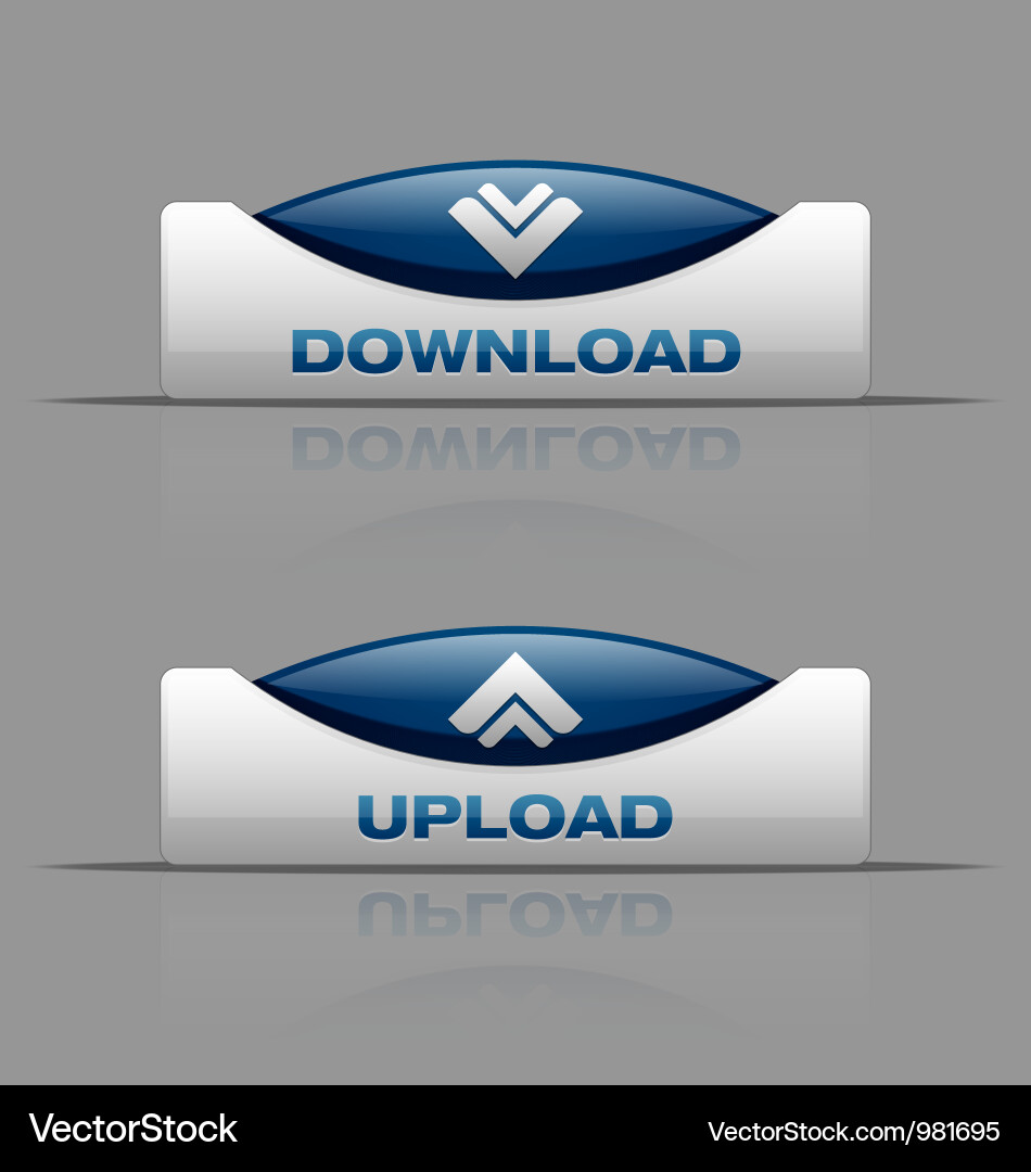 Blue Download & Upload Buttons Vector Image