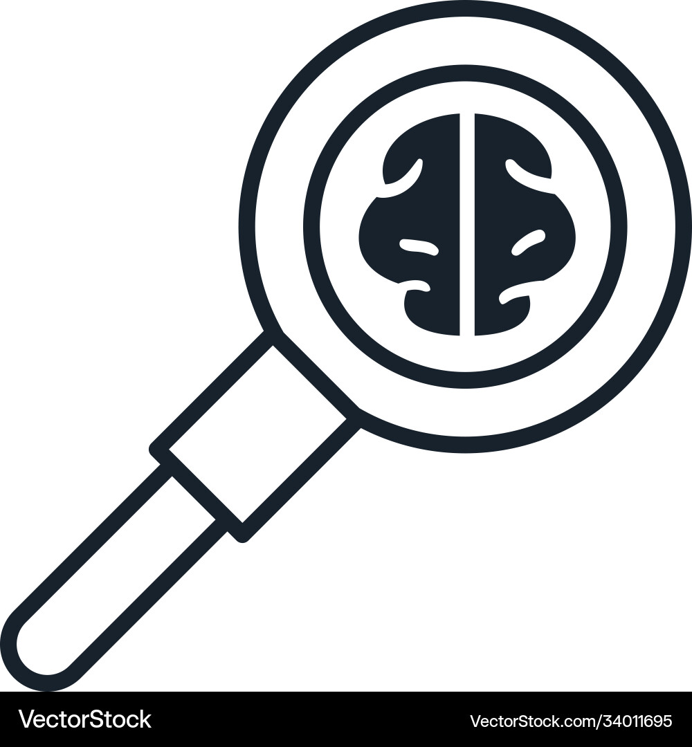 Brain in lupe line style icon design Brain in lupe line style icon design vector image