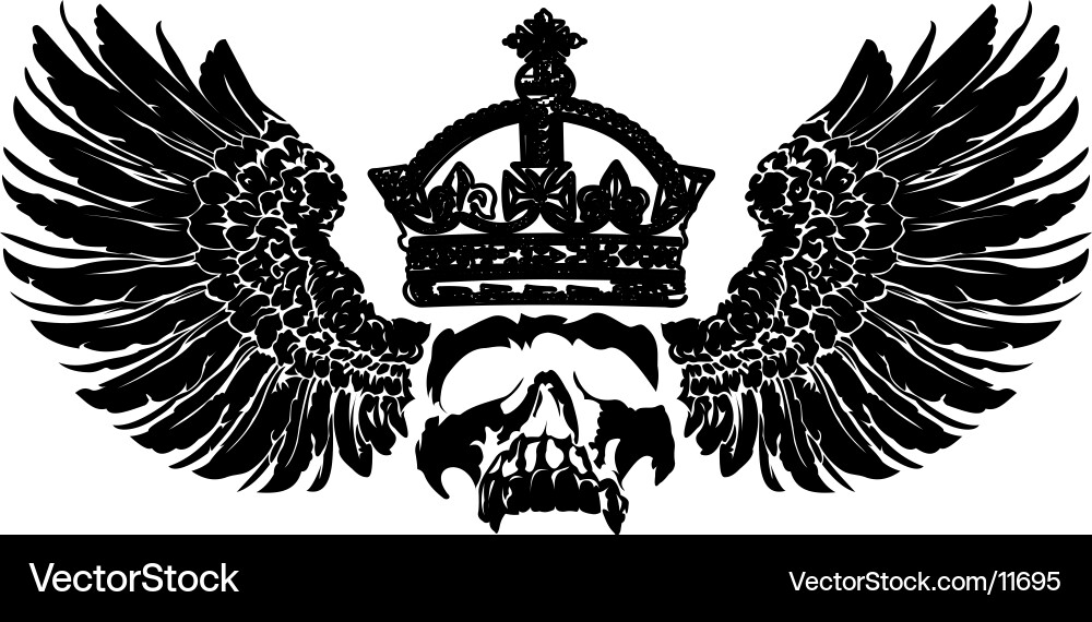 Crowned Skull with Wings of Death Vector Image