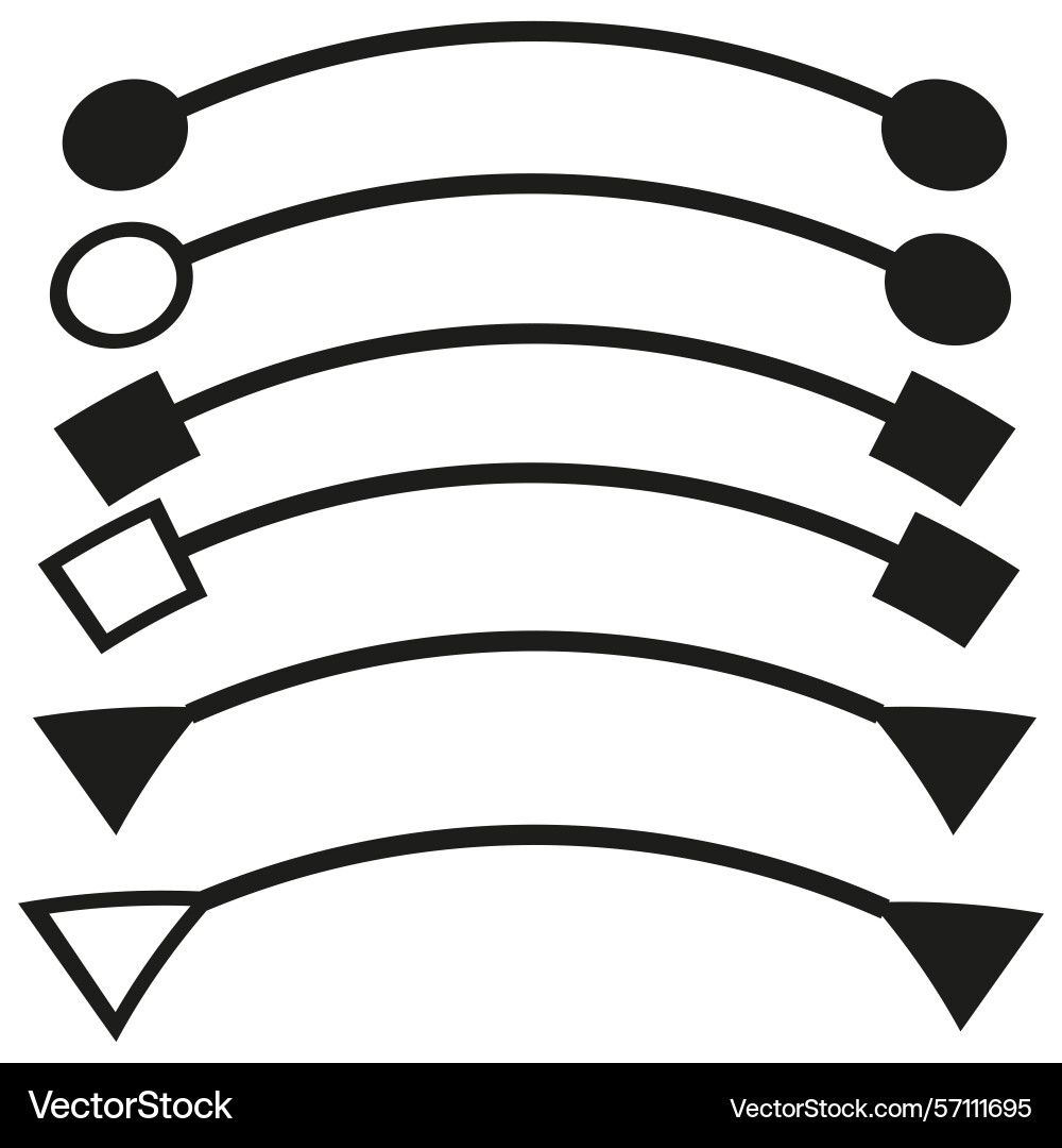 Curved arrows icon flow pointer symbols direction Curved arrows icon flow pointer symbols direction vector image