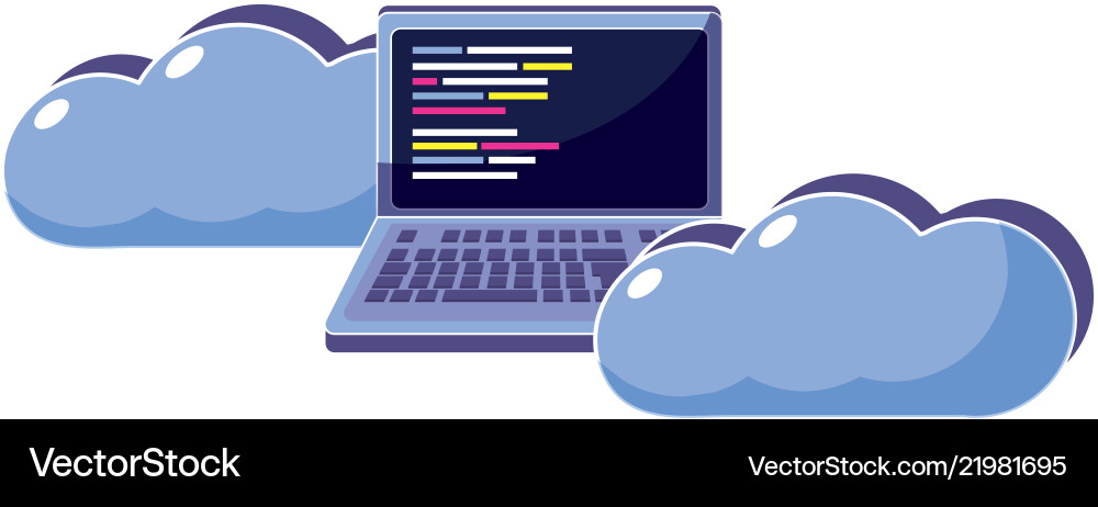 Datenwolke mit Laptop und Code-Programmierung Datenwolke mit Laptop und Code-Programmierung vektorbild
