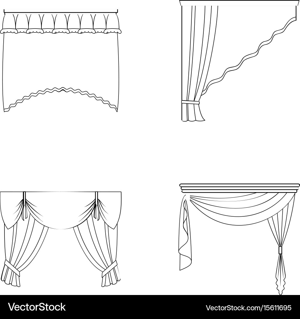 Different types of window curtainscurtains set Vector Image