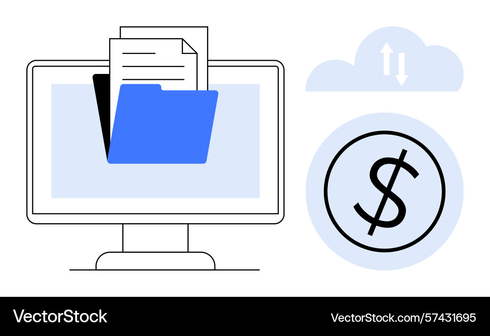Digital file management and cloud storage vector image