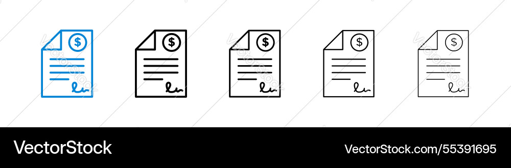 File invoice icons in five different stroke sizes File invoice icons in five different stroke sizes vector image