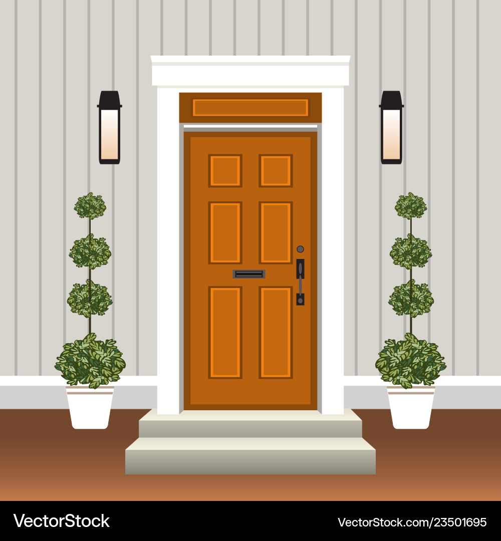 House door front with doorstep and steps window – Royalty-Free Vector |  VectorStock, image size:1000x1080
