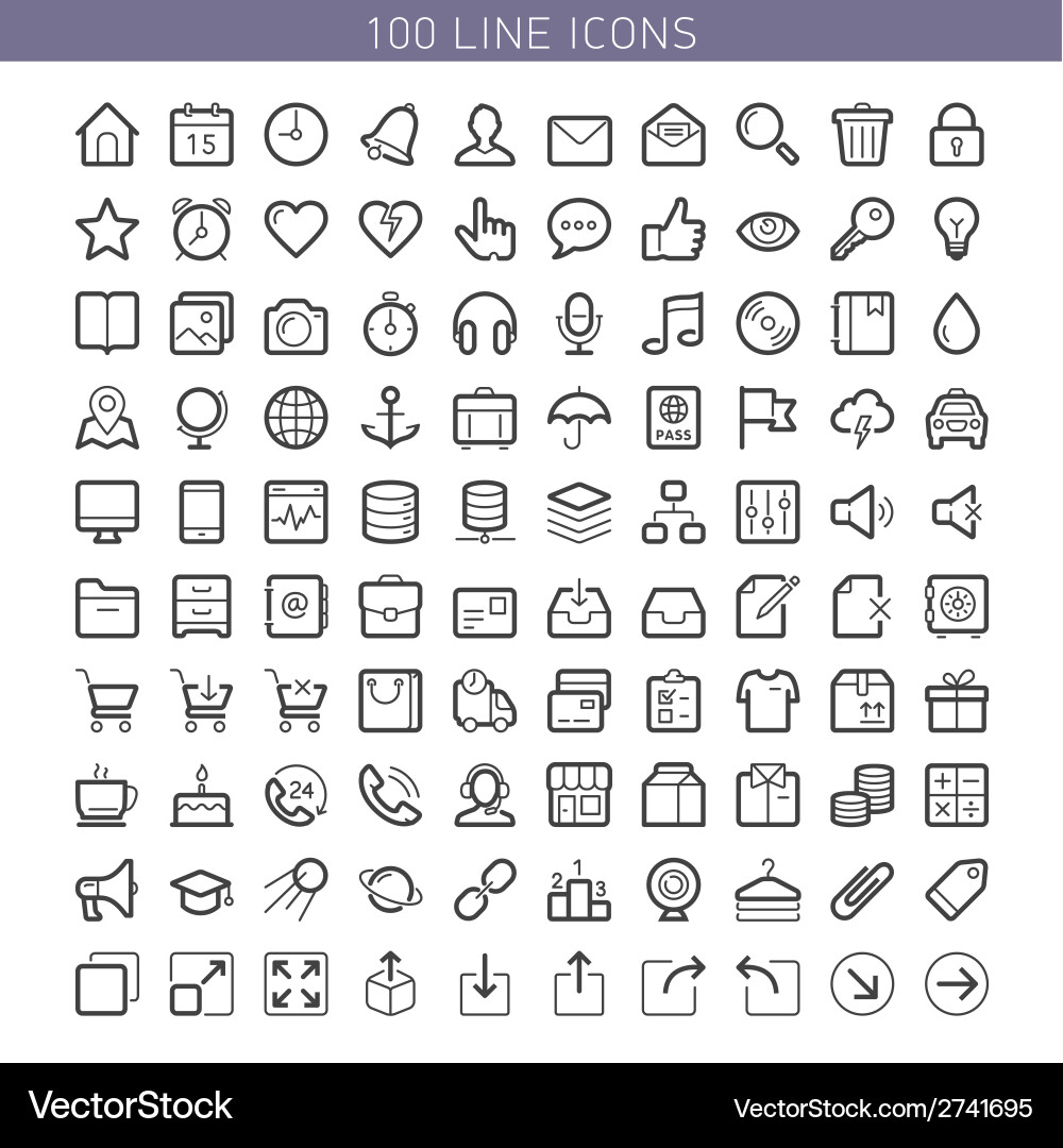 Line Icon Set - Minimalist Collection vector image