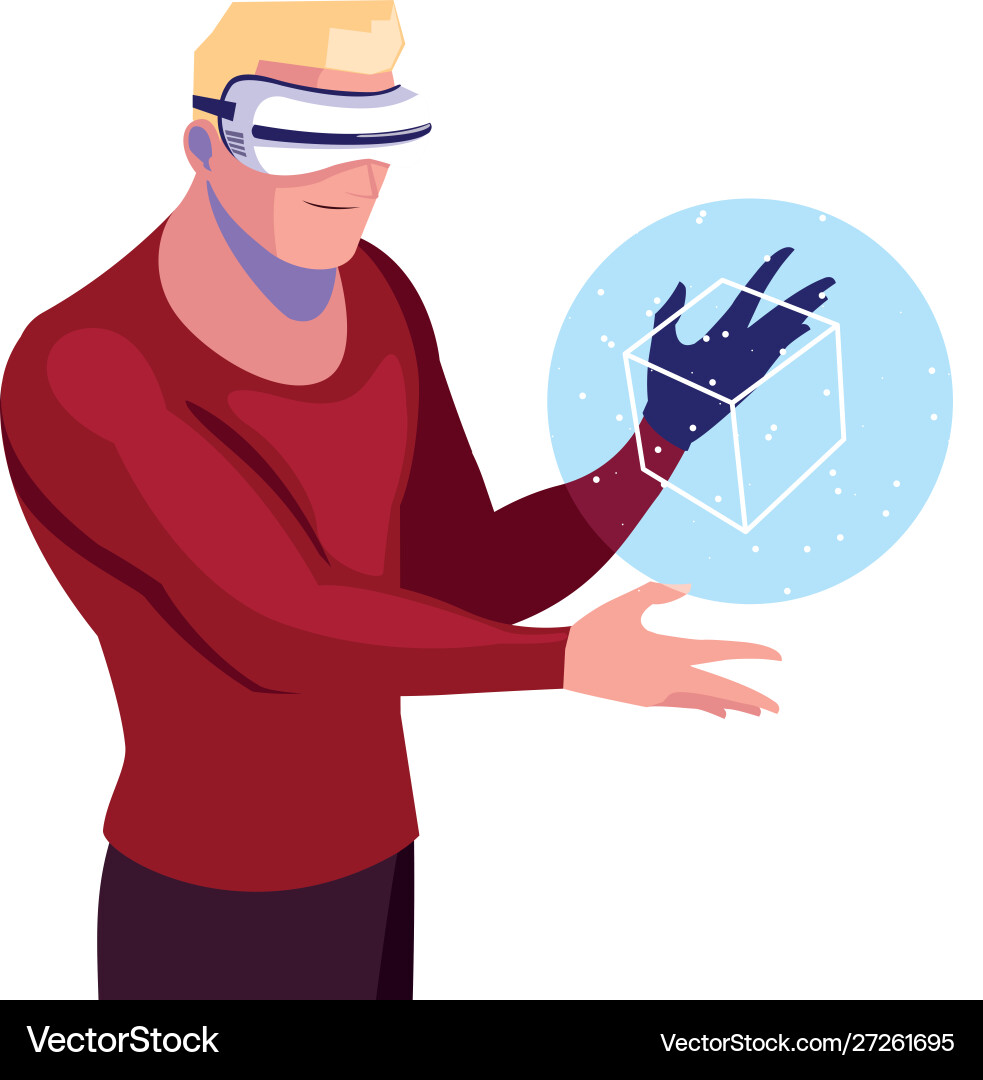 Man using technology augmented reality vector image
