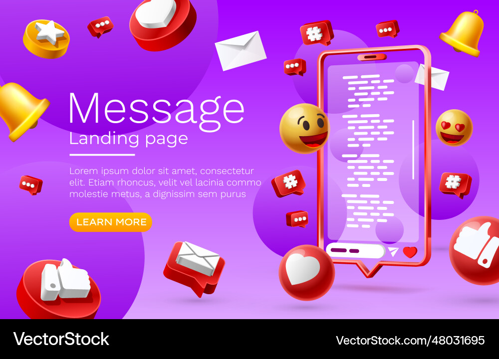 Message with many icons chat for communication vector image