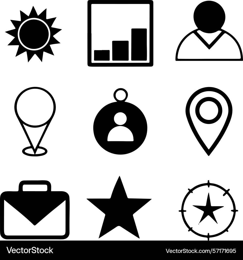 Minimal ui line icons location star heart mail Vector Image