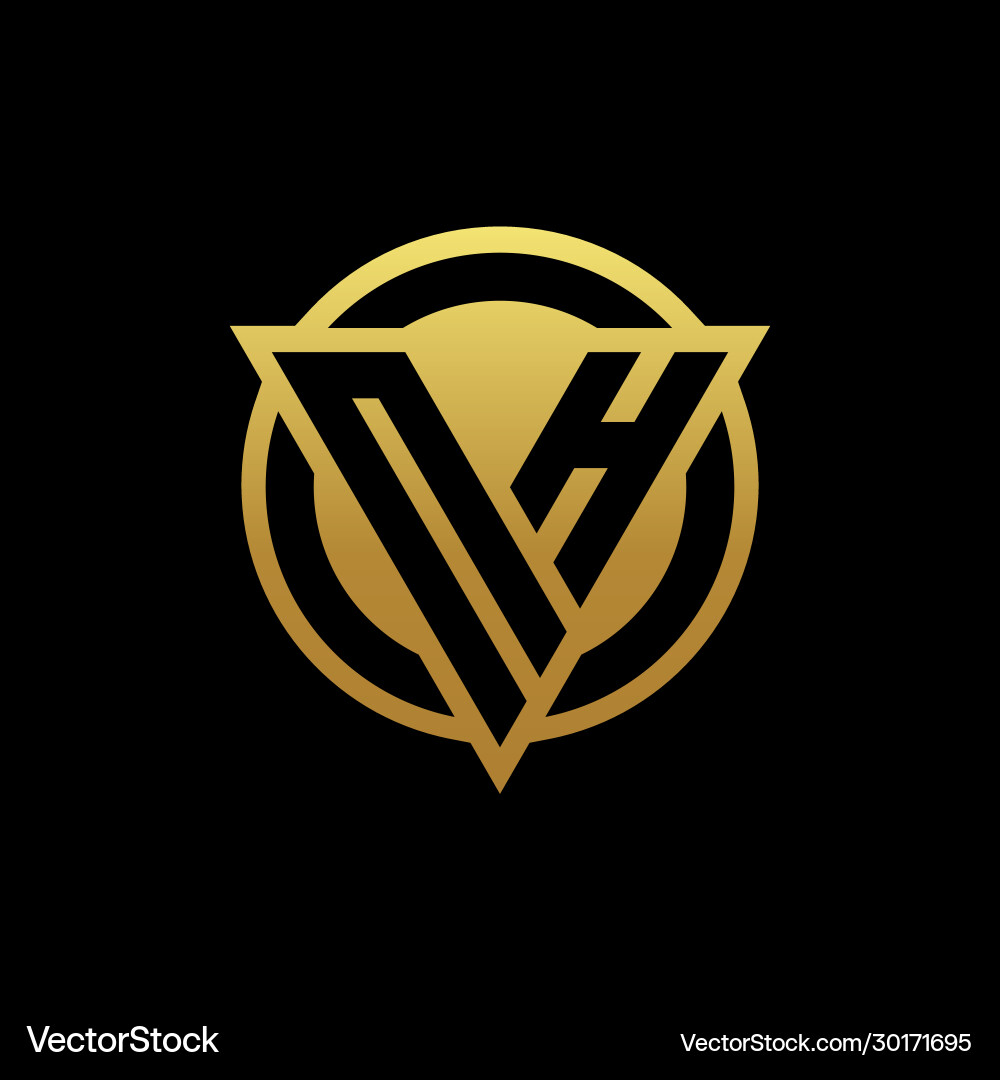 Nh logo monogram with triangle shape and circle Nh logo monogram with triangle shape and circle Vector Image