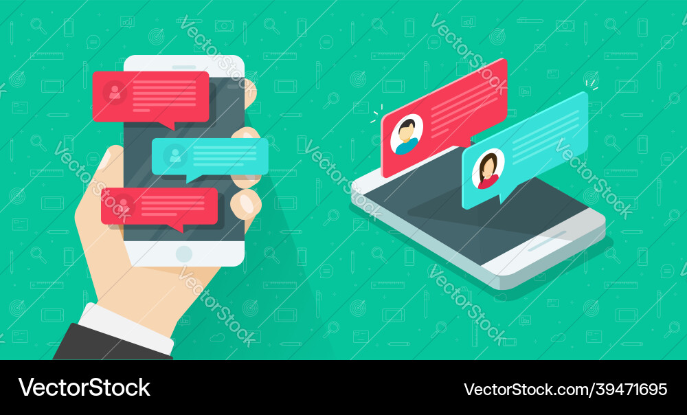 Online chat messages text notifications on mobile Online chat messages text notifications on mobile vector image